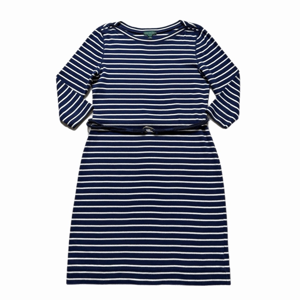 Ralph Lauren Jeans Company Mariniere Stripe Navy Blue Dress L Rope Belt Preppy